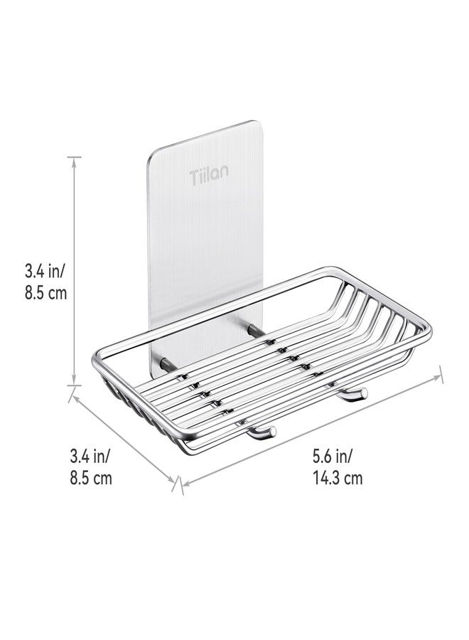 Tiilan Self Adhesive Bar Soap Dish for Shower, Bathroom Soap Holder Wall Mount - Stainless Steel, Silver - Image 4