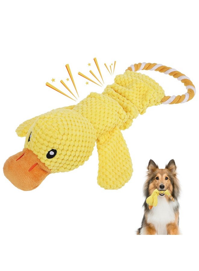 KOOLTAIL Duck Tug of War Dog Squeaky Toys, Interactive Puppy Plush Toys with Crinkle Paper, Large Pull Dog Toy for Indoor and Outdoor Play, Stuffed Soft Pet Chew Toy for Small Medium Large Dogs Yellow - Image 1