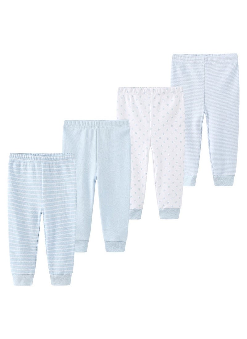 Four-Piece sSet of Elastic Breathable Pure Cotton High Waist Trousers For Infants And Young Children - Image 1