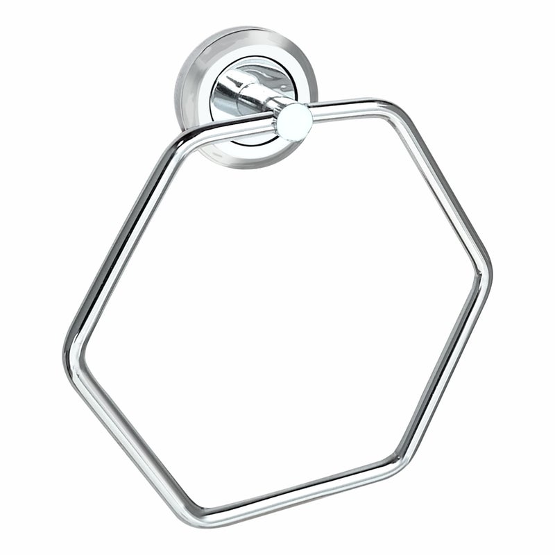 Growfynd Stainless Steel 304 Grade Chrome Finished Round Napkin Ring/Towel Ring/Napkin Holder/Towel Hanger/Towel Holder for Bathroom/Kitchen/Wash Basin Hexa Towel Ring (Pack of 1) - Image 1