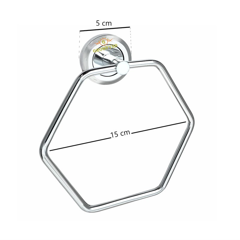 Growfynd Stainless Steel 304 Grade Chrome Finished Round Napkin Ring/Towel Ring/Napkin Holder/Towel Hanger/Towel Holder for Bathroom/Kitchen/Wash Basin Hexa Towel Ring (Pack of 1) - Image 4