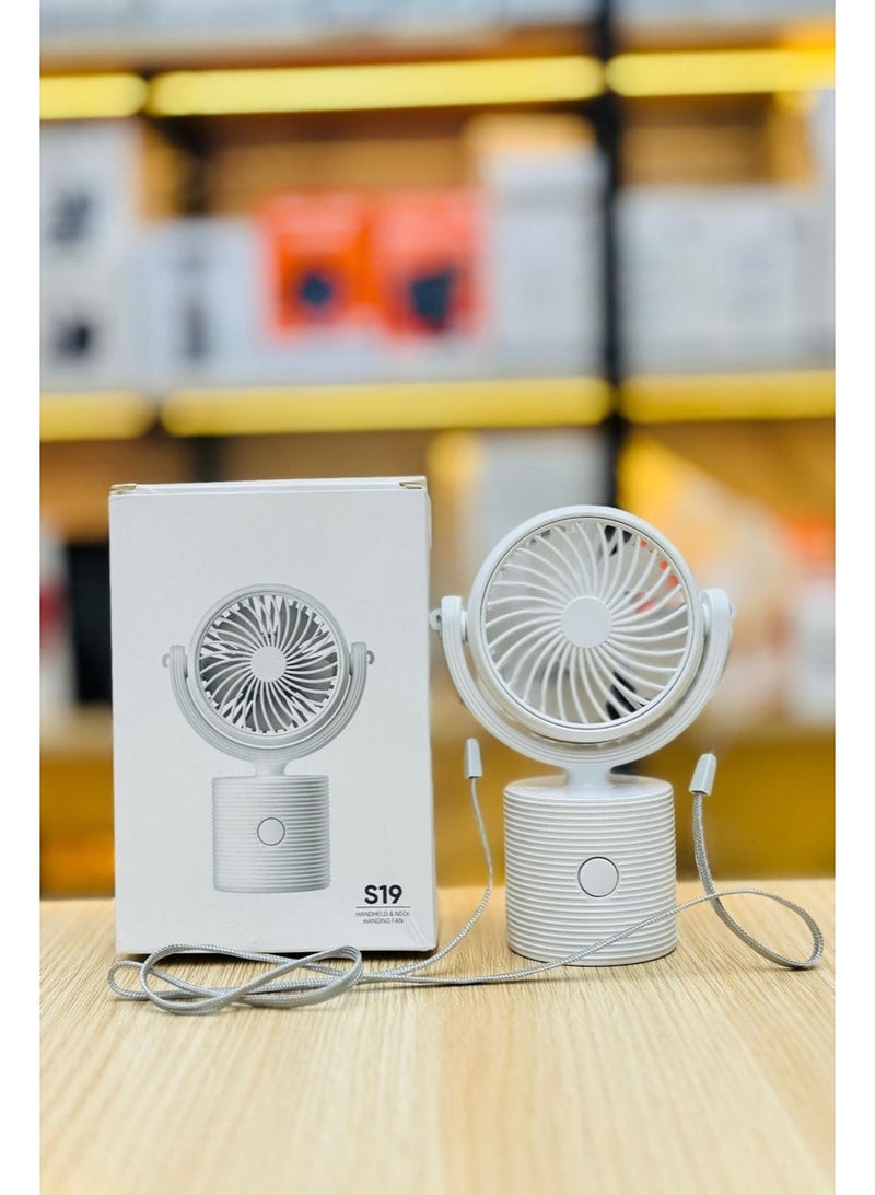 ELTRAZONE S19 Mini Neck Fan Portable USB Rechargeable Hanging Fan | Rotatable Adjustable Personal Cooling Fan for Outdoor, Camping, Travel, Office & Home Use | Quiet Handheld & Desktop Electric Fan - Image 2