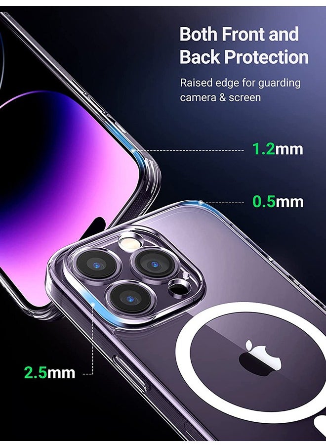 Magnetic iPhone 14 Pro Magsafe Case 6.1 Inch Slim Thin Magnetic Case, Yellowing-Resistant, Anti-Drop Shock Absorption, Anti-Scratch and Hard Back Crystal Case Cell Phone Cover for iPhone 14 Pro Case Clear  - Image 2