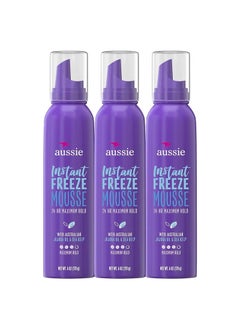 Aussie Aussie Mousse with Jojoba Sea Kelp Instant Freeze 24 Hour Hold 6 fl oz Triple Pack 