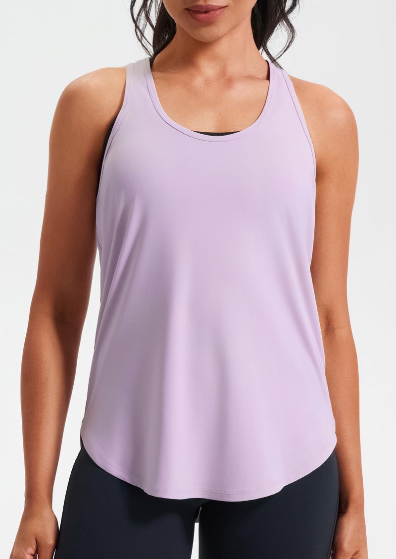JOYSPELS Workout Tank Tops for Women, Ice Silk Quick Dry Athletic Running Shirts, Loose Fit Racerback Gym Tops Mauve - Image 2