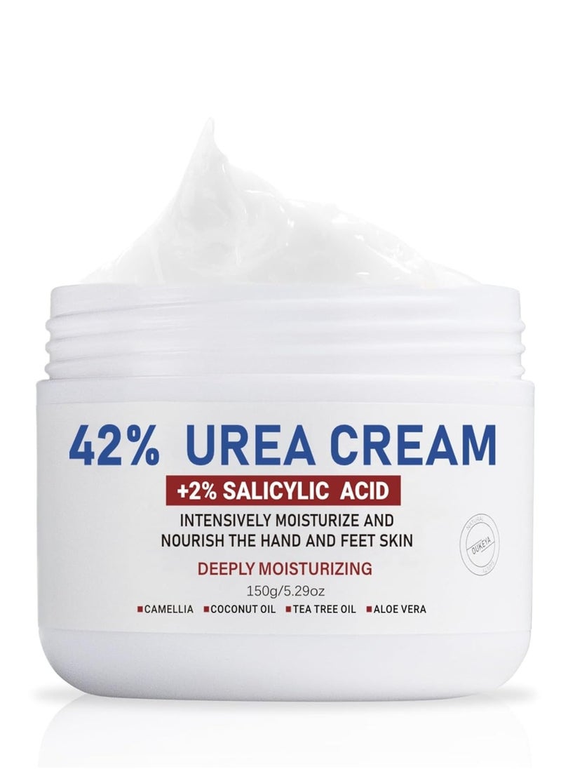 OUKEYA - 150g 42% Urea Cream Salicylic Acid Cream for Cracked Feet Hands Callus Remover Hand Cream Foot Cream for Cracked Foot Heels Elbows Nails Knees Skin Moisturizer Urea Lotion with Maximum Strength - Image 1