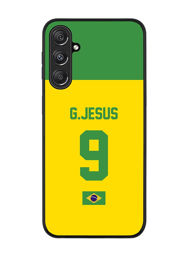 Stylizedd Rugged Black Edge case for Samsung Galaxy M34 5G, Custom Slim fit Thin Phone Case Cover - Football Team - Brazil, Player Name - G.Jesus - Image 1