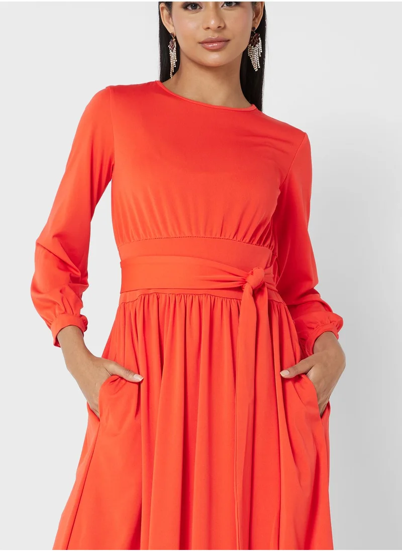 Khizana Belted A-Line Dress