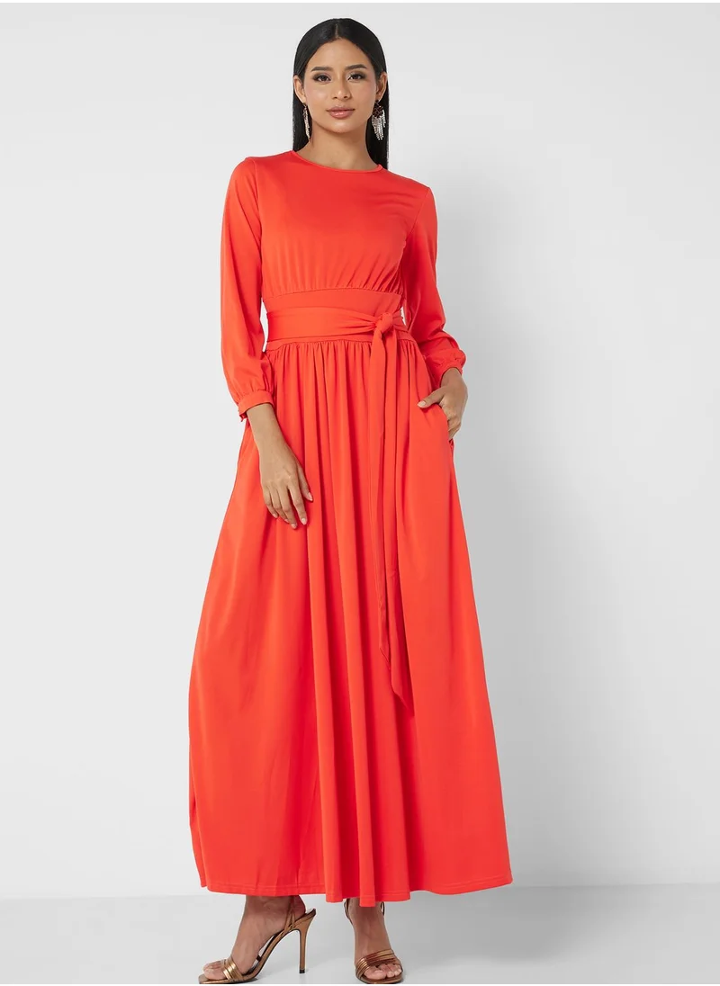 Khizana Belted A-Line Dress