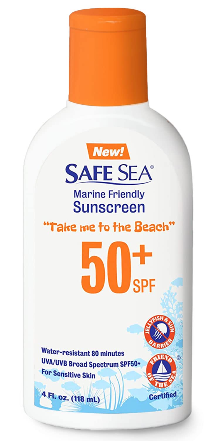 Safe Sea Jellyfish StingBlocking Sunscreen SPF 50 Lotion 4oz Waterproof Biodegradable Coral ReefSafe  Body and Face Sunscreen AntiJellyfish and SeaLice sting protection