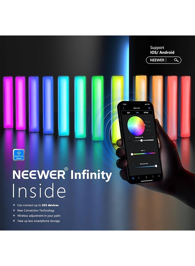 Neewer NEEWER RGB LED Video Light Stick, Touch Bar u0026 APP Control, Magnetic Handheld Photography Light, Dimmable 3200K~5600K CRI98+ Full-Color LED Light with 6400mAh Built-in Battery, 17 Light Scenes -  - Image 3