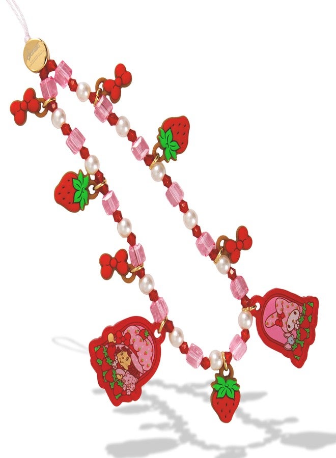 Sonix x Sanrio Beaded Phone Charm | Beaded Wristlet, Universal Phone Strap, and Detachable Cell Phone Lanyard with Silicone Charms | My Melody x Strawberry Shortcake - Image 1