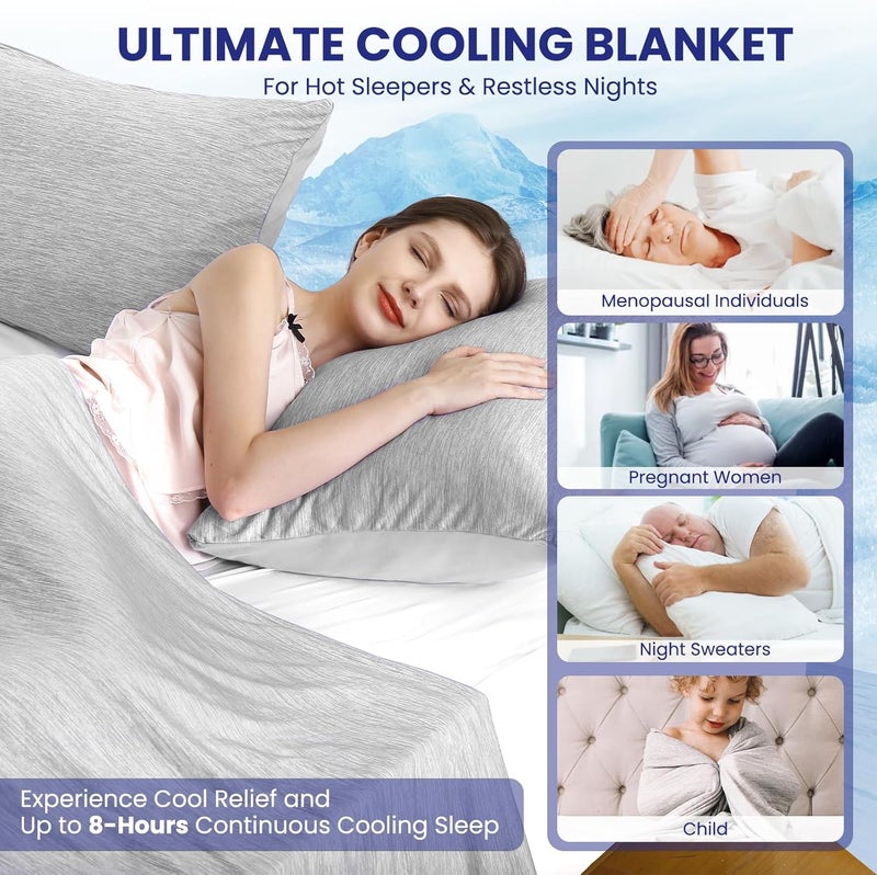 Elegear Cool Summer Blanket - 2 in 1 Design Throw Bed Blanket, Anti-Allergy and Breathable With Arc-Chill Cooling Fiber, 200x220cm, Gray - Image 5