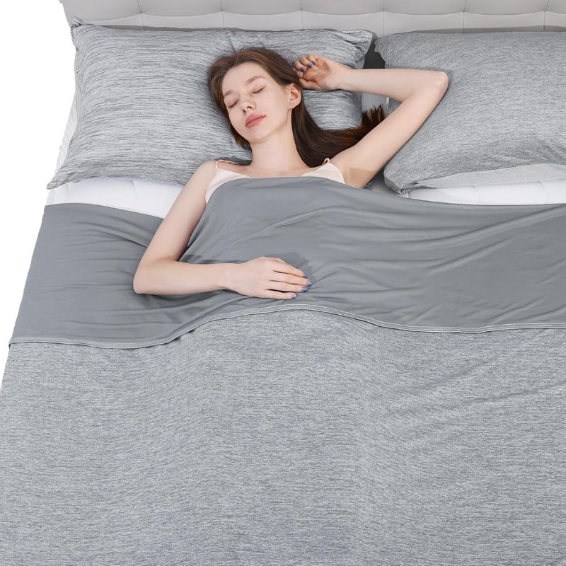 Elegear Cool Summer Blanket - 2 in 1 Design Throw Bed Blanket, Anti-Allergy and Breathable With Arc-Chill Cooling Fiber, 200x220cm, Gray - Image 1
