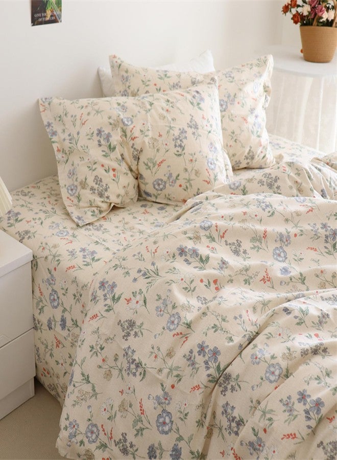EAVD Cottagecore Floral Comforter Set Queen Size Bed Chic Shabby Floral Print Bedding Comforter Set with 2 Pillowcases Garden Style Reversible Botanical Comforter Set for All-Season - Image 2