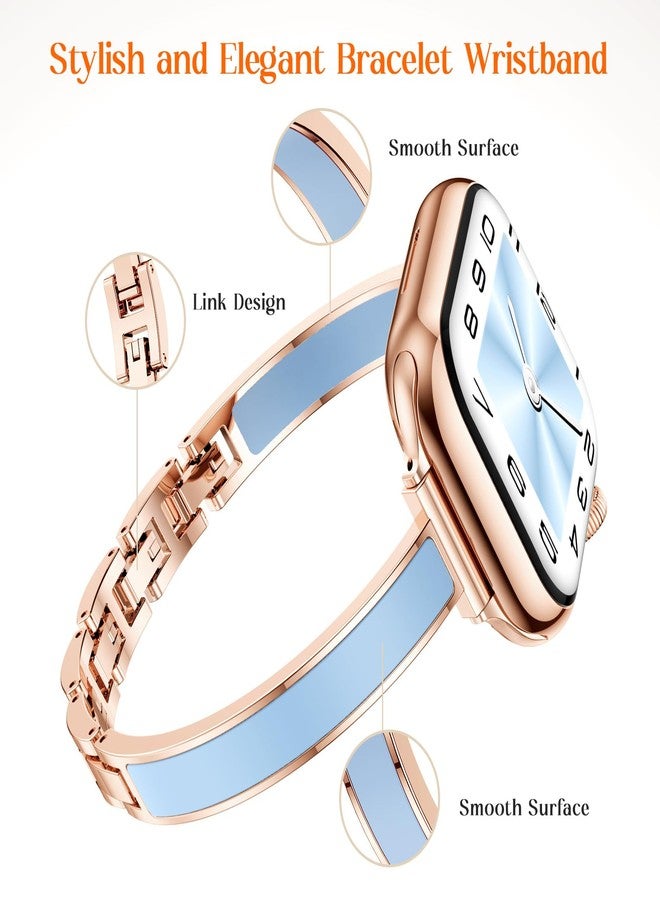 Mosonio Slim Bracelet Bands for Apple Watch Women, Elegant Thin Strap with Easy-Adjust Link Clasps, Compatible with Apple Watch Series 11/10 (42mm), Series 9/8/7 (41mm), Series 6/5/4/SE (40mm), Series - Image 4