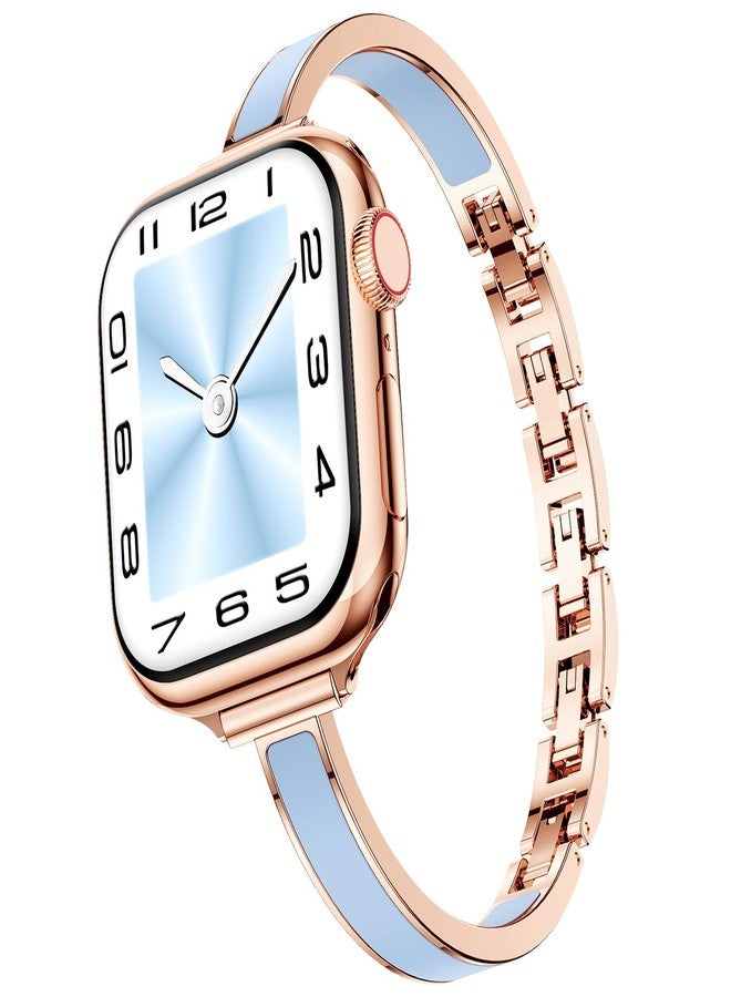 Mosonio Slim Bracelet Bands for Apple Watch Women, Elegant Thin Strap with Easy-Adjust Link Clasps, Compatible with Apple Watch Series 11/10 (42mm), Series 9/8/7 (41mm), Series 6/5/4/SE (40mm), Series - Image 1