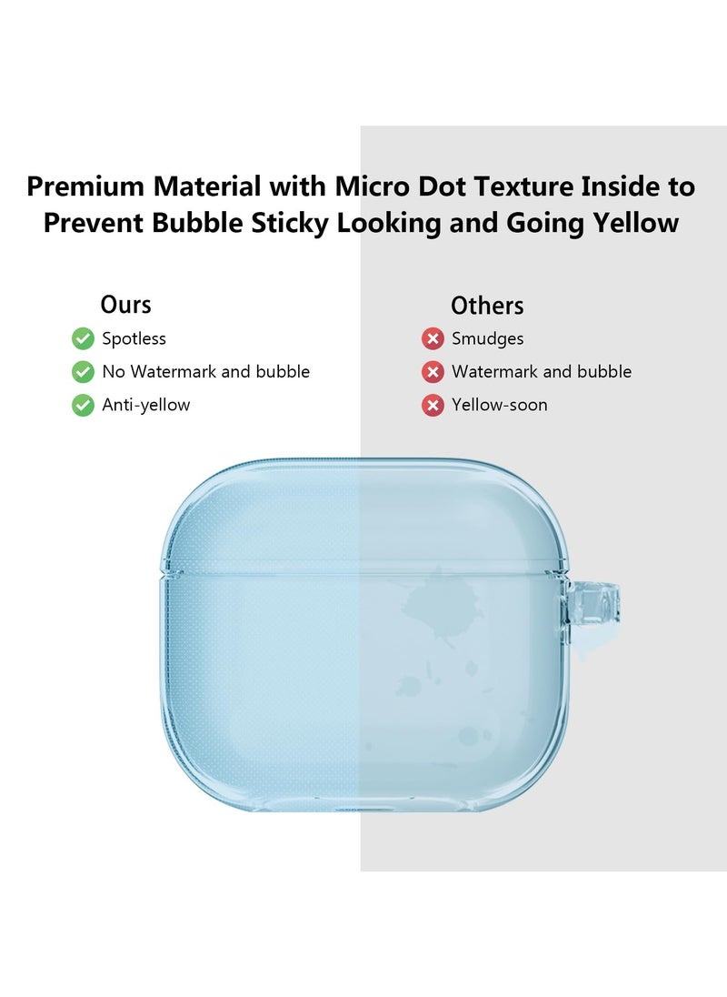 Soft TPU Case Cover for AirPods 4th Generation 2024 Highly Transparent Anti-Yellowing Compatible with AirPods 4 Case with Round Buckle (Clear Blue)