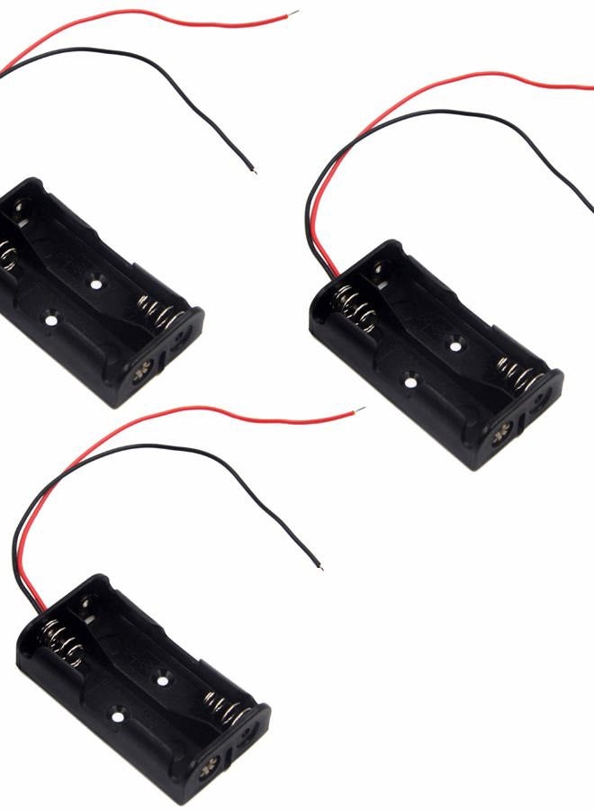 LAMPVPATH (Pack of 3) 2 AA Battery Holder, 2 AA Battery Holder with Leads, 2 AA Battery Holder with Wires - Image 1