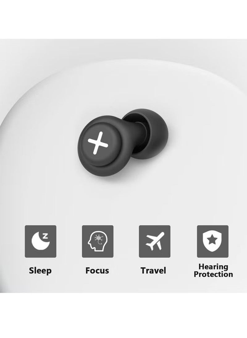 imebobo Noise Reduction Ear Plugs-40 dB Noise Cancelling Reusable Hearing Protection in Flexible Silicone for Sleeping Traveling Concerts Work & Swimming,2 Wearing Styles Black - Image 2