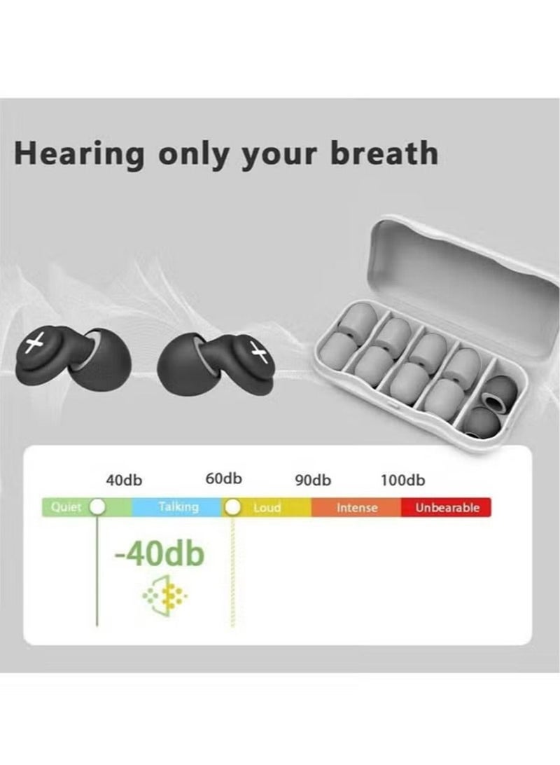 imebobo Noise Reduction Ear Plugs-40 dB Noise Cancelling Reusable Hearing Protection in Flexible Silicone for Sleeping Traveling Concerts Work & Swimming,2 Wearing Styles Black - Image 4