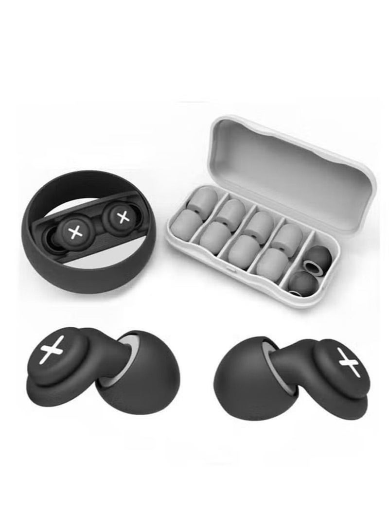 imebobo Noise Reduction Ear Plugs-40 dB Noise Cancelling Reusable Hearing Protection in Flexible Silicone for Sleeping Traveling Concerts Work & Swimming,2 Wearing Styles Black - Image 1