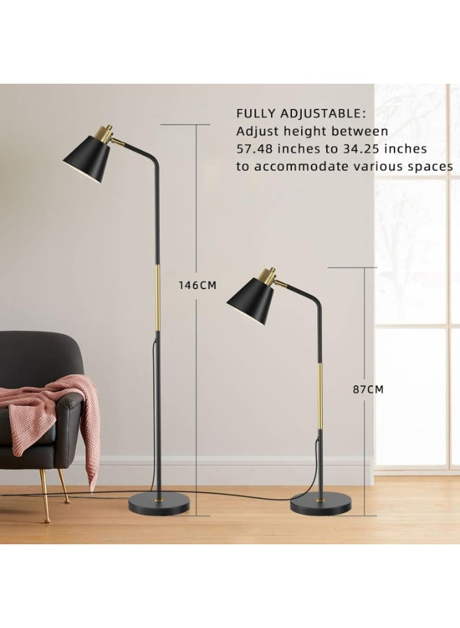 Bukela Industrial Floor Lamps for Living Rooms & Bedrooms - Rustic Farmhouse Reading Lamp - Standing, Adjustable Metal Heads Indoor Task Lighting for Living Room Bedroom Office Home Décor (Black-Large) - Image 2