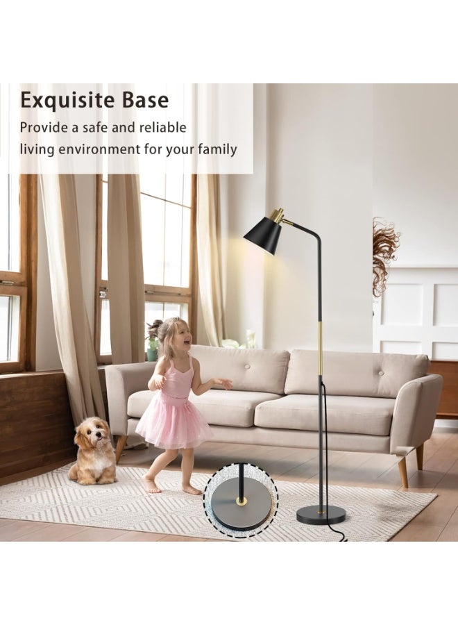 Bukela Industrial Floor Lamps for Living Rooms & Bedrooms - Rustic Farmhouse Reading Lamp - Standing, Adjustable Metal Heads Indoor Task Lighting for Living Room Bedroom Office Home Décor (Black-Large) - Image 4