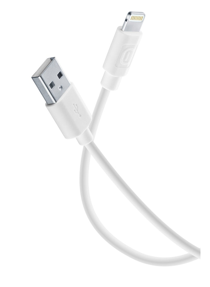سيلولار لاين كابل شحن Cellularline بطول 120 سم من USB-A إلى Lightning –  أبيض - Image 1
