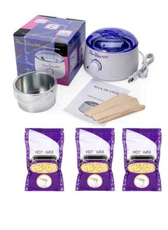 Pro-Wax100 Electric Hair Removal Wax Heater (Multicolour) with Hair Removal Hot Wax Honey 3pcs*100g and 10 Wooden Sticks (No Waxing Paper Needed) 