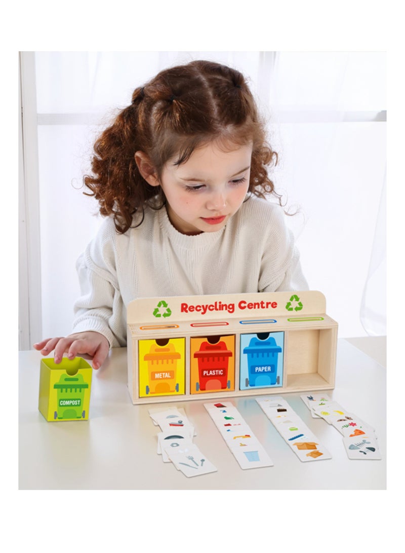 Mini Recycling Centre Wooden Playset for Kids – Educational Sorting Game with Bins, Trucks & Signs – Montessori Environmental Awareness Toy for Ages 3+ - Image 4