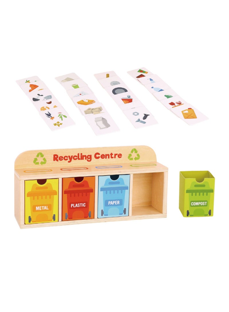 Mini Recycling Centre Wooden Playset for Kids – Educational Sorting Game with Bins, Trucks & Signs – Montessori Environmental Awareness Toy for Ages 3+ - Image 3