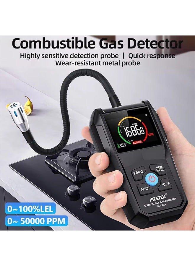 Gas Leak Detector Analyzer Methane Flammable 50000 PPM 100% LEL Combustible Natural Tester LCD Screen Sound and Light Alarm - Image 3