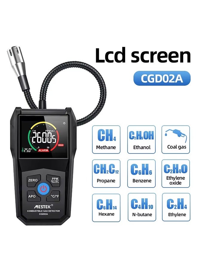 Gas Leak Detector Analyzer Methane Flammable 50000 PPM 100% LEL Combustible Natural Tester LCD Screen Sound and Light Alarm - Image 2