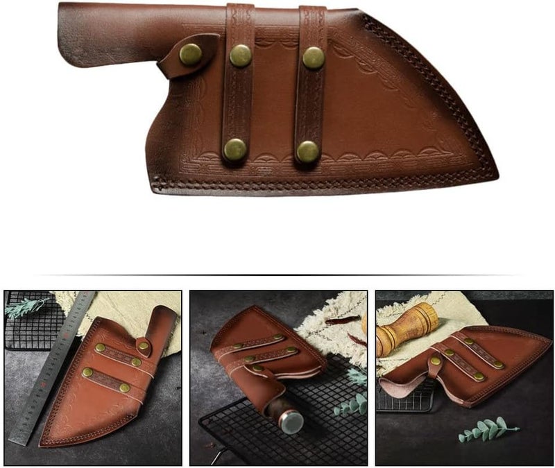 PU Leather Meat Cleaver Sheath Waterproof Wide Knife Cover Butcher Chef Knife Guards Kitchen Knives Blades Protector - Image 5