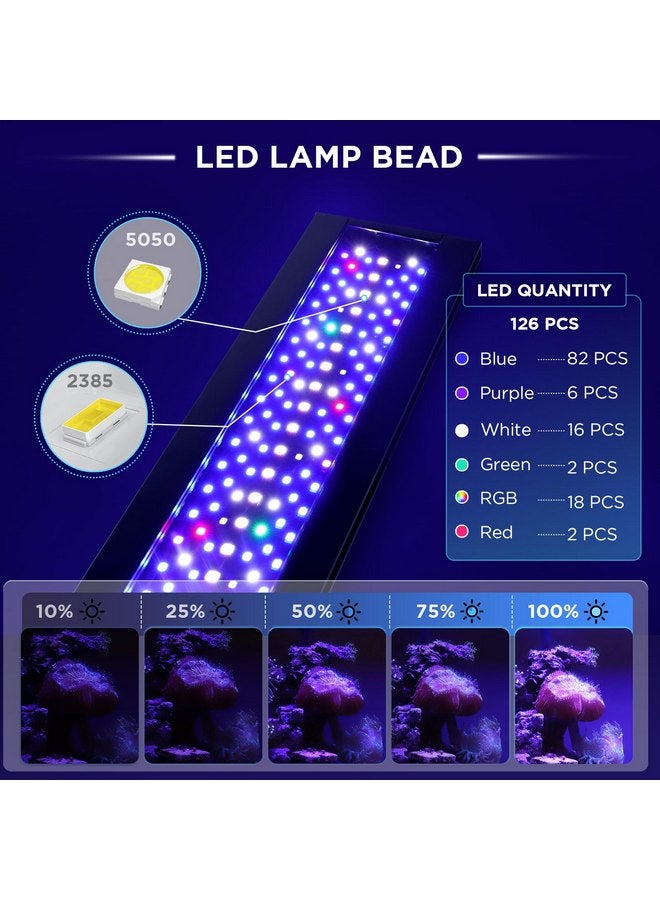 هايغر مصباح LED لحوض السمك المالح من hygger Clip On 24/7، وضع شروق الشمس - ضوء النهار - ضوء القمر 22 وات ووضع DIY، مؤقت قابل للتعديل سطوع قابل للتعديل لحوض السمك مع 7 ألوان لحوض المرجان البحري - Image 3