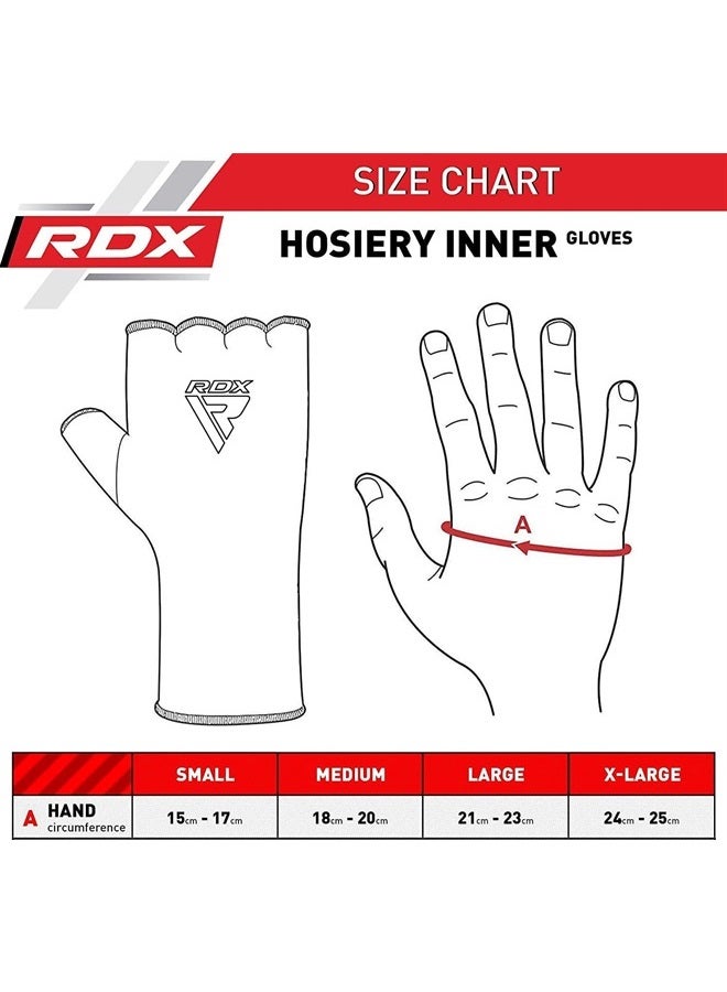 Rdx Boxing Hand Wraps Inner Gloves Men Women, Half Finger Elasticated Bandages, Under Mitts Fist Protection, Muay Thai, Kickboxing, MMA, Martial Arts Speed Bag Punching Training (Full Black, M)