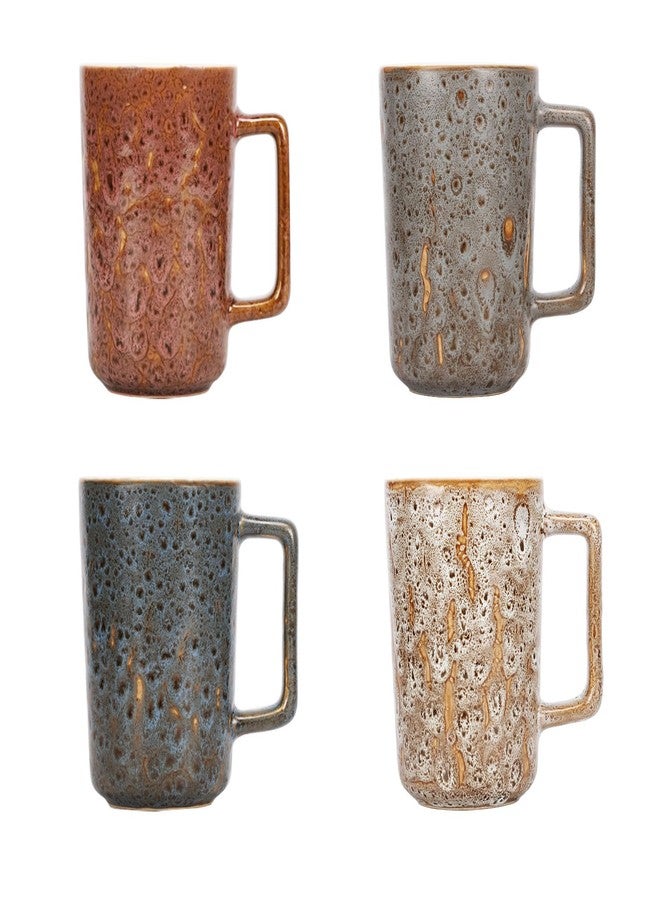 QUTREY Multi Color Coffee Mugs Set of 4, 15.8 oz ceramic drinking cups for coffee, tea, cocoa, juice - Image 1