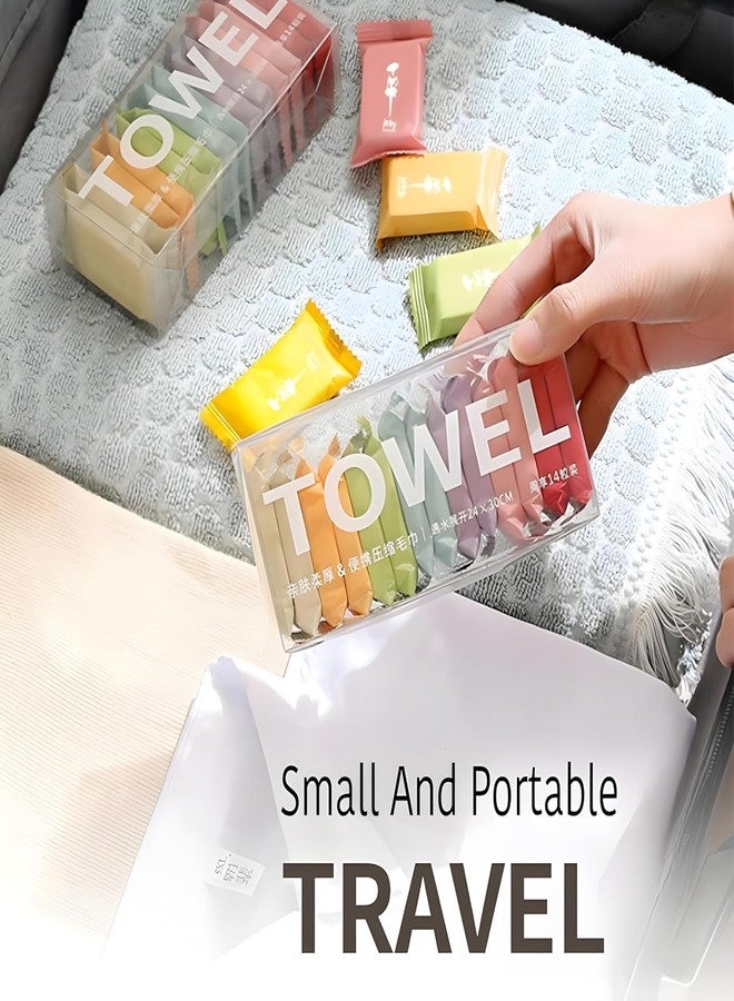 SYSVENT The Future مجموعة SYSVENT The Future المكونة من 14 قطعة من مناشف الوجه القطنية النقية المضغوطة للاستخدام مرة واحدة، مثالية للسفر، سهلة الحمل، لغسل الوجه واليدين، سميكة وكبيرة الحجم وقابلة لإعادة الاستخدام. - Image 2