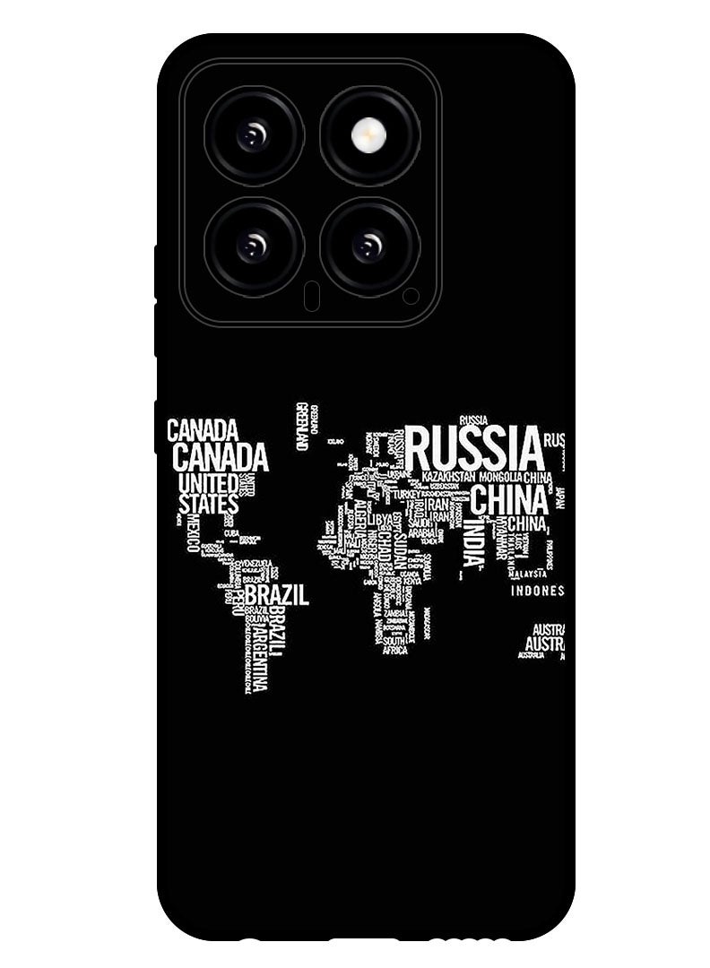 Theodor Protective Case Anti Scratch Shock Proof Bumper Cover For Xiaomi 14 Written World Map - Image 1