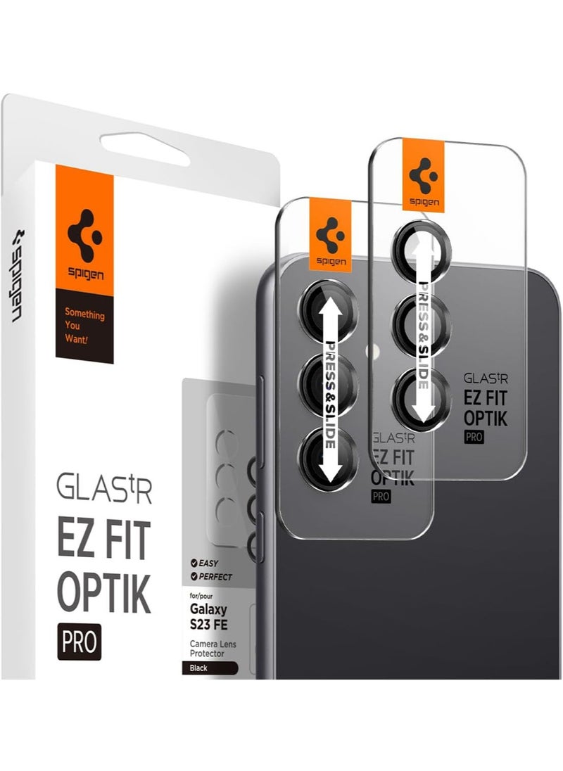 Spigen واقي شاشة عدسة الكاميرا Glastr Ez Fit Optik PRO لهاتف Samsung Galaxy S23 FE - أسود [عبوتان]  - Image 1