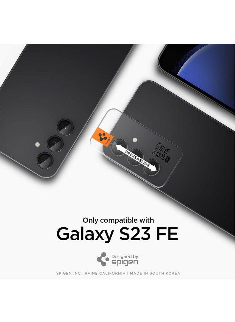 Spigen واقي شاشة عدسة الكاميرا Glastr Ez Fit Optik PRO لهاتف Samsung Galaxy S23 FE - أسود [عبوتان]  - Image 3
