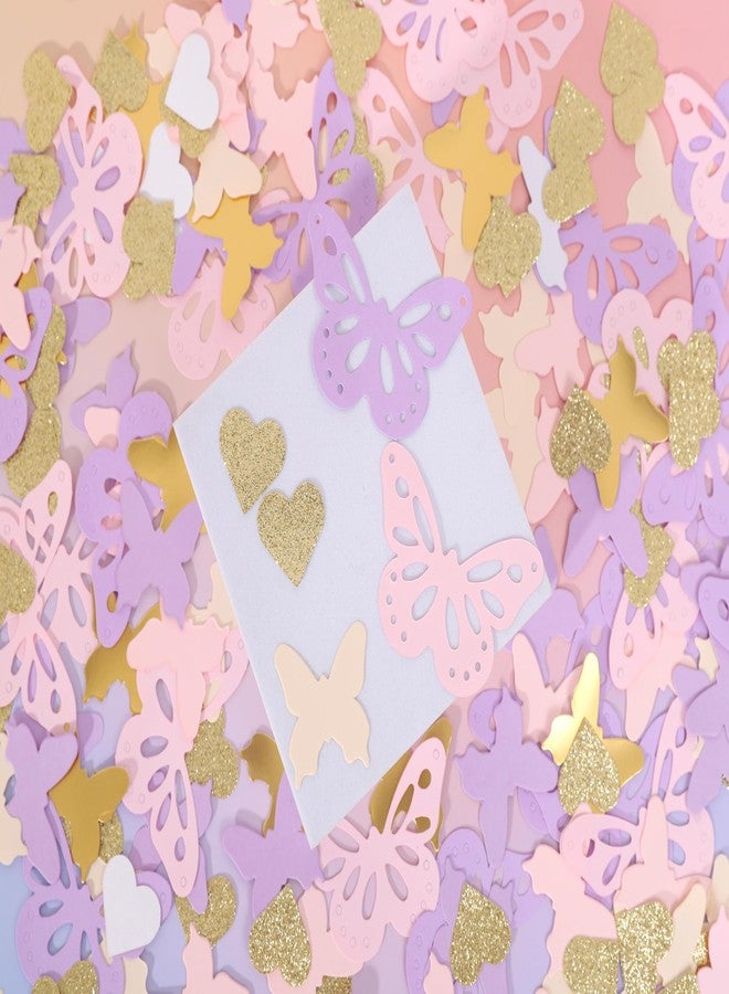 HIKLO Butterfly Table Scatter Confetti - Butterfly Table Decorations, Butterfly Birthday Decoration, Butterfly Themed Wedding/Bridal Shower/Baby Shower Party Supplies, 210 Pcs Pink Purple Gold Confetti - Image 1