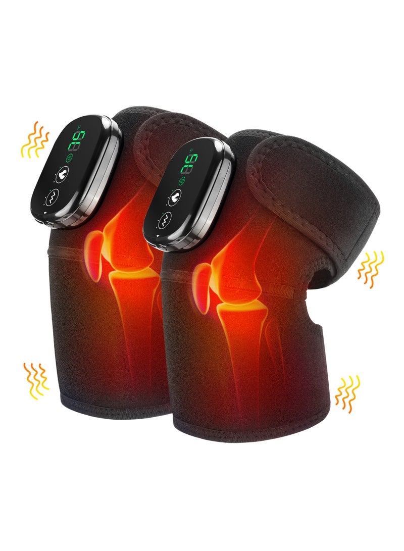 Generic Smart Touch Screen Wireless Knee Massager, Heated Knee Support Bag With Massager, Regular Heated Shoulder Massager, Rechargeable Heated Massager Bag With Infrared And Vibration Functions For Knee/Elbow/Shoulder Relaxation, Arthritis/Joint Stiffness/Muscle Strain (double)  - Image 1
