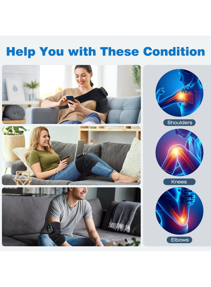 Generic Smart Touch Screen Wireless Knee Massager, Heated Knee Support Bag With Massager, Regular Heated Shoulder Massager, Rechargeable Heated Massager Bag With Infrared And Vibration Functions For Knee/Elbow/Shoulder Relaxation, Arthritis/Joint Stiffness/Muscle Strain (double)  - Image 3