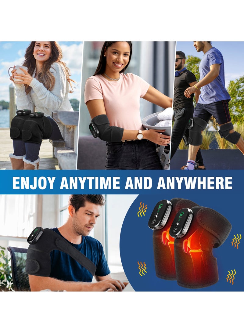 Generic Smart Touch Screen Wireless Knee Massager, Heated Knee Support Bag With Massager, Regular Heated Shoulder Massager, Rechargeable Heated Massager Bag With Infrared And Vibration Functions For Knee/Elbow/Shoulder Relaxation, Arthritis/Joint Stiffness/Muscle Strain (double)  - Image 4