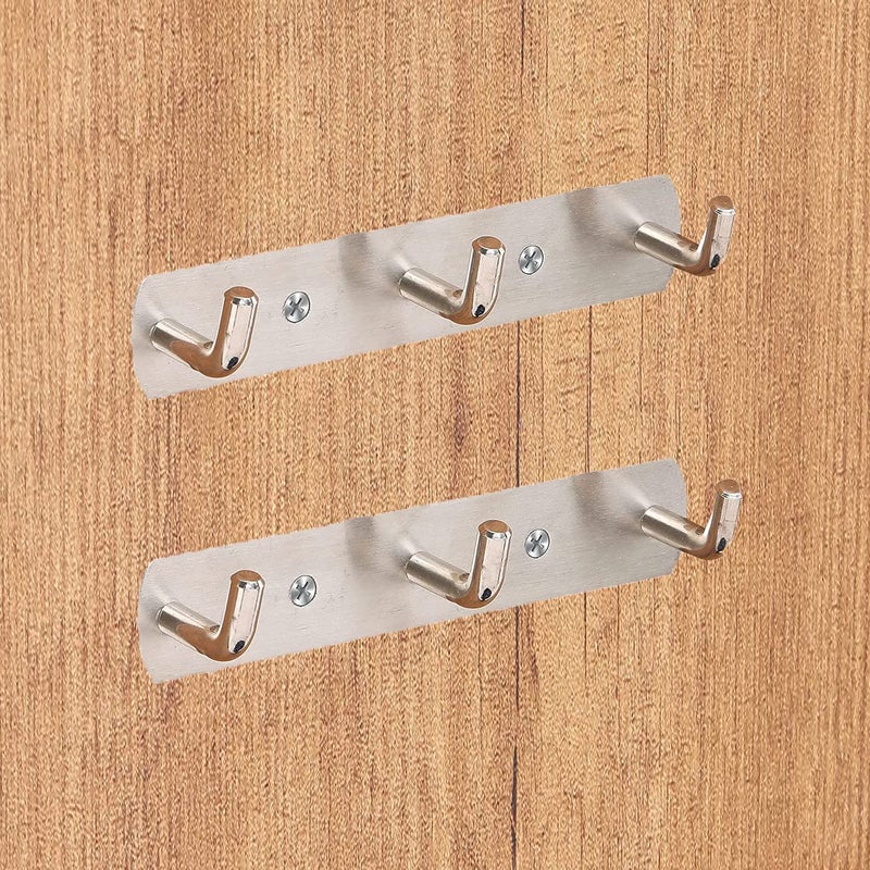 Fortune Premium Stainless Steel Coat Bath Towel Hook Hanger Rail Bar - 2, 3 Hooks - Image 1