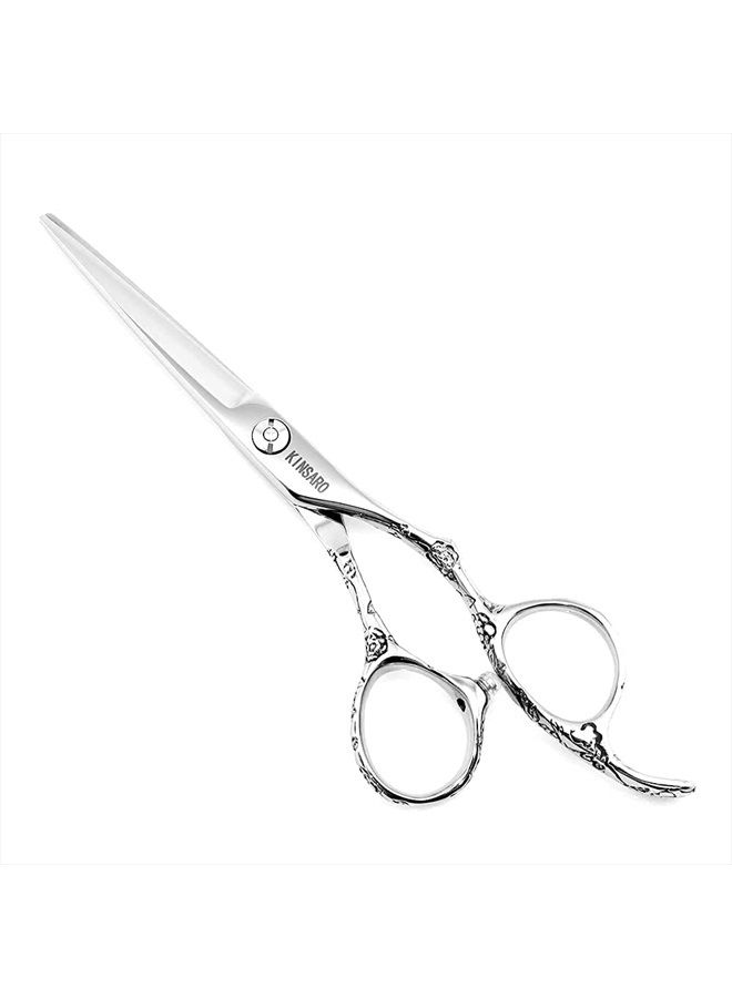 KINSARO Hair Scissors 5.5 Inch Professional Hair Shears Hair Cutting Scissors Haircut Scissors Sharp Barber Scissors 440C Barber Shears Hairdresser Scissors Rose handle KINSARO - Image 1