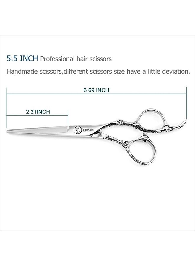 KINSARO Hair Scissors 5.5 Inch Professional Hair Shears Hair Cutting Scissors Haircut Scissors Sharp Barber Scissors 440C Barber Shears Hairdresser Scissors Rose handle KINSARO - Image 3