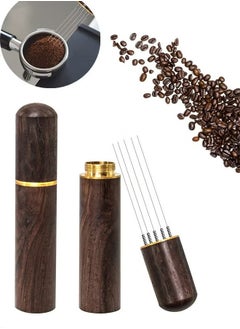 ELFSA Wood Handle Natural Stainless Steel Needles Blender Kitchen Accessories Hand Stirrer Leveler Tamper Distributor Espresso Powder Stirrer Needle Coffee Tamper  - Image 2
